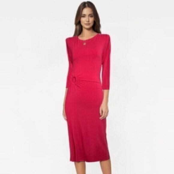 Baukjen Pink Bodycon Midi Hourglass Dress - Picture 1 of 15